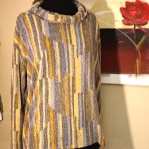 GUC Danielle fuzzy turtleneck with geometric print